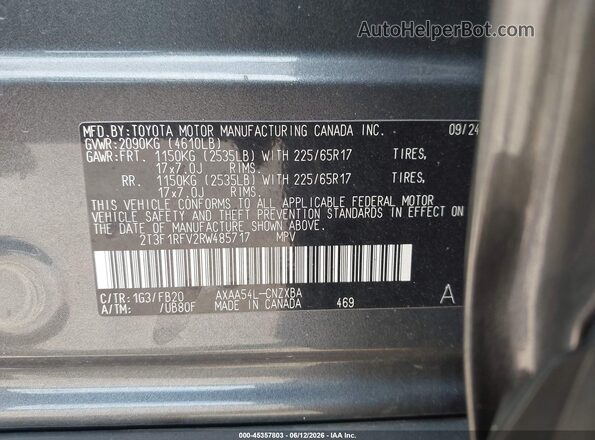 2T3F1RFV2RW485717 2024 TOYOTA RAV4 Gray Շարժիչի բաժամունքի տեսք