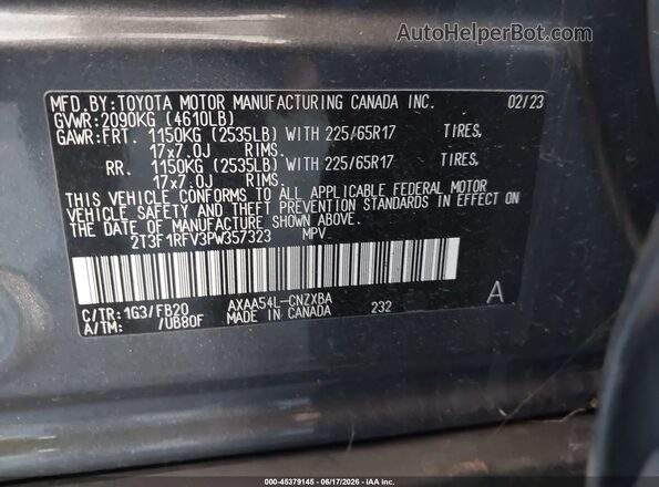 2T3F1RFV3PW357323 2023 TOYOTA RAV4 Gray 