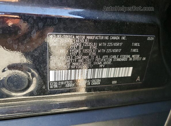 2T3F1RFV3RC450217 2024 TOYOTA RAV4 Black Widok komory silnika