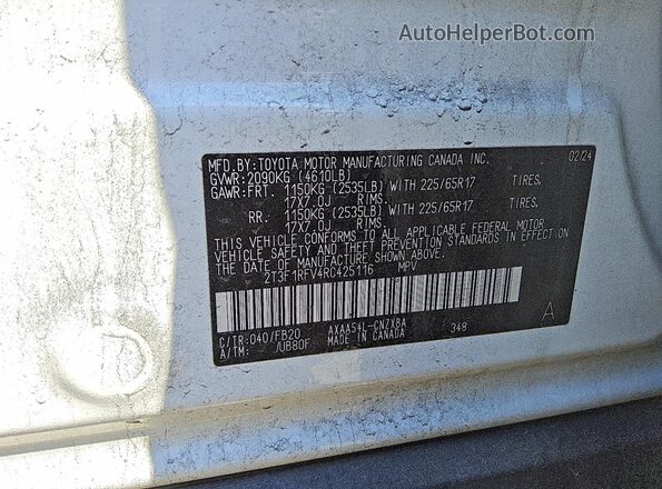 2T3F1RFV4RC425116 2024 TOYOTA RAV4 White 