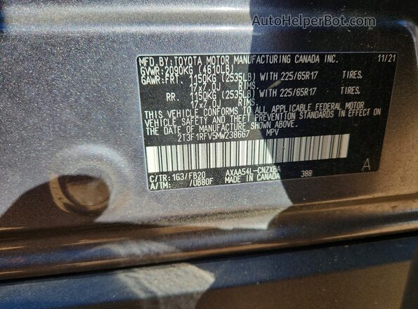 2T3F1RFV5MW238667 2021 TOYOTA RAV4 Gray 
