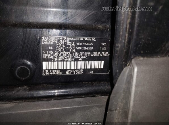 2T3F1RFV7KW028598 2019 TOYOTA RAV4 Black Շարժիչի բաժամունքի տեսք