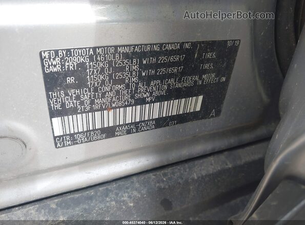 2T3F1RFV7LW085479 2020 TOYOTA RAV4 Silver Engine compartment view