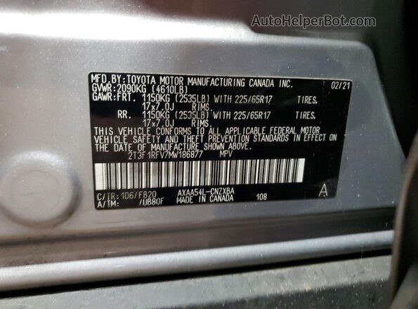 2T3F1RFV7MW186877 2021 TOYOTA RAV4 Gray Vista de la etiqueta del VIN