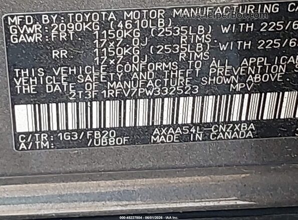 2T3F1RFV7PW332523 2023 TOYOTA RAV4 Gray Вид підкапотного простору
