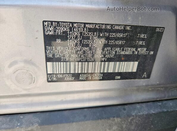 2T3F1RFV8PC371526 2023 TOYOTA RAV4 Silver VIN sticker view