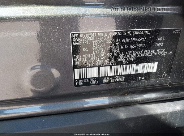 2T3F1RFV8SC523782 2025 TOYOTA RAV4 Gray Vista del compartimento del motor