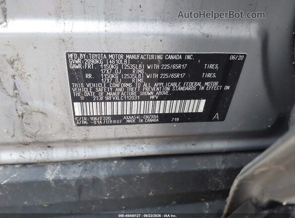 2T3F1RFVXLC112031 2020 TOYOTA RAV4 Gray Engine compartment view