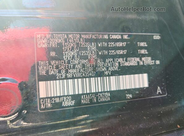 2T3F1RFVXRC435407 2024 TOYOTA RAV4 Черный Вид наклейки с VIN-кодом