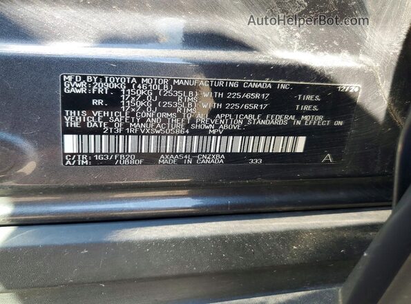 2T3F1RFVXSW505864 2025 TOYOTA RAV4 Gray Панорамний вид салону 360°