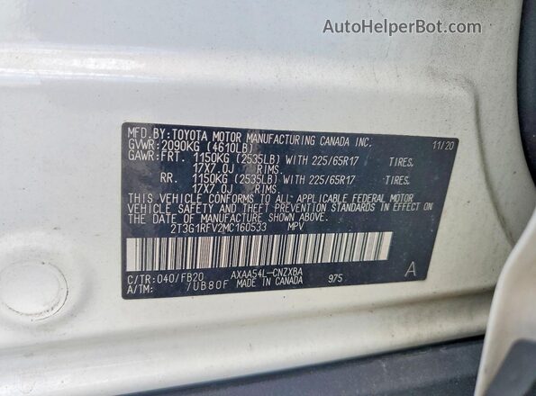2T3G1RFV2MC160533 2021 TOYOTA RAV4 White 