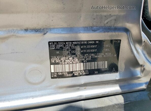 2T3G1RFV3MC160752 2021 TOYOTA RAV4 Silver VIN sticker view