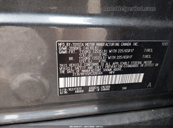 2T3G1RFV5PC326564 2023 TOYOTA RAV4 Gray Շարժիչի բաժամունքի տեսք