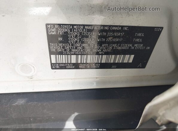 2T3G1RFV6SC497123 2025 TOYOTA RAV4 Белый Вид подкапотного пространства