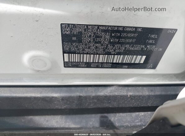 2T3H1RFV0RC278933 2024 TOYOTA RAV4 White Vista del compartimento del motor