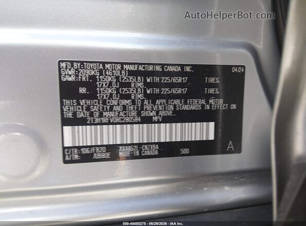 2T3H1RFV0RC280584 2024 TOYOTA RAV4 Silver ძრავის განყოფილების ხედი