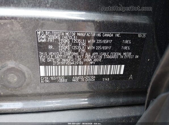 2T3H1RFV0SW429189 2025 TOYOTA RAV4 Black ძრავის განყოფილების ხედი