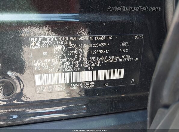 2T3H1RFV1KW037211 2019 TOYOTA RAV4 Black ძრავის განყოფილების ხედი