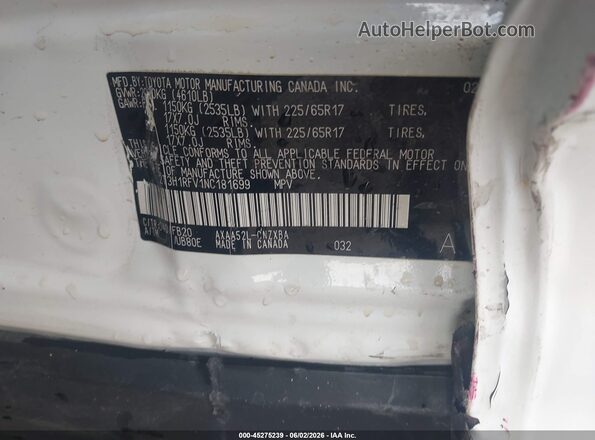 2T3H1RFV1NC181699 2022 TOYOTA RAV4 White Շարժիչի բաժամունքի տեսք