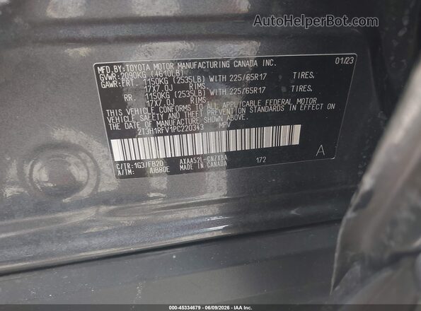 2T3H1RFV1PC220343 2023 TOYOTA RAV4 Серый Вид подкапотного пространства