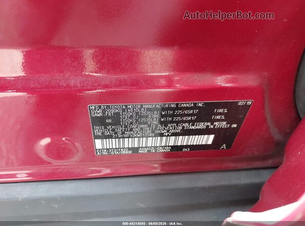 2T3H1RFV2KW012589 2019 TOYOTA RAV4 Red Вид підкапотного простору
