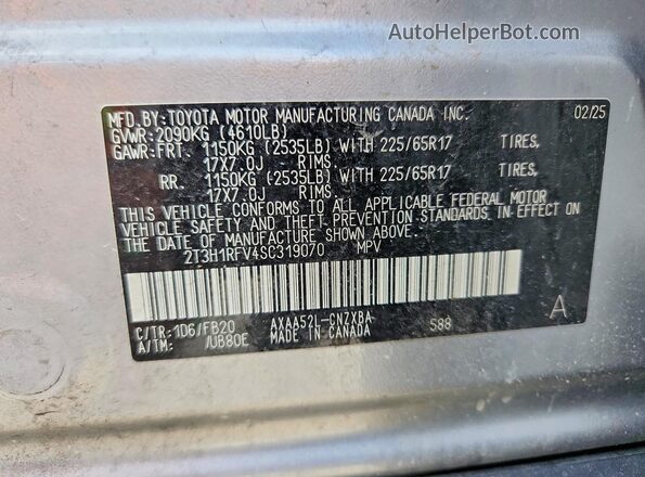 2T3H1RFV4SC319070 2025 TOYOTA RAV4 Silver 