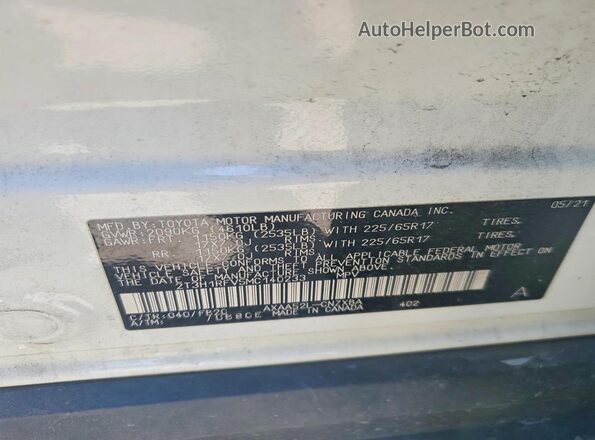 2T3H1RFV5MC140233 2021 TOYOTA RAV4 White Widok naklejki z numerem VIN