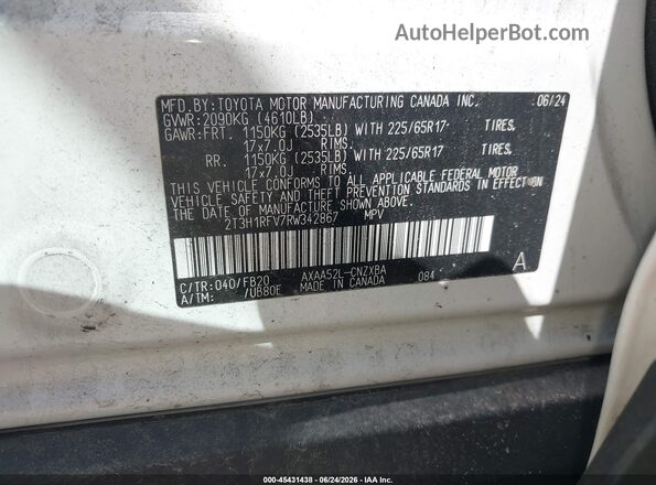 2T3H1RFV7RW342867 2024 TOYOTA RAV4 Белый Вид подкапотного пространства