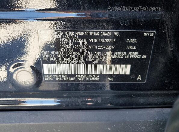 2T3H1RFV8KC017832 2019 TOYOTA RAV4 Black 