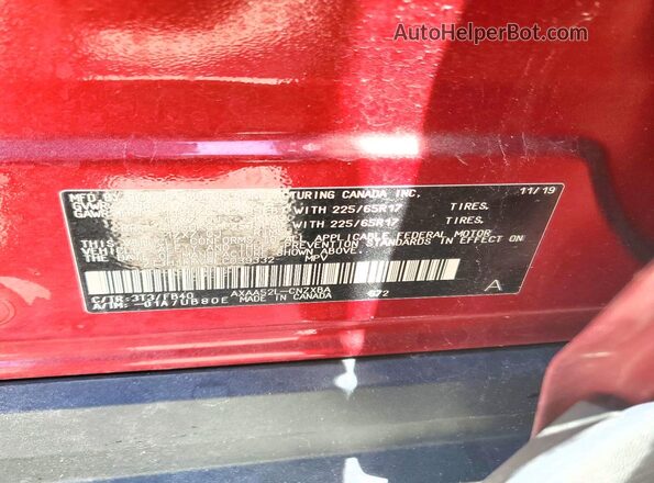 2T3H1RFV8LC039332 2020 TOYOTA RAV4 Maroon Vista de la etiqueta del VIN