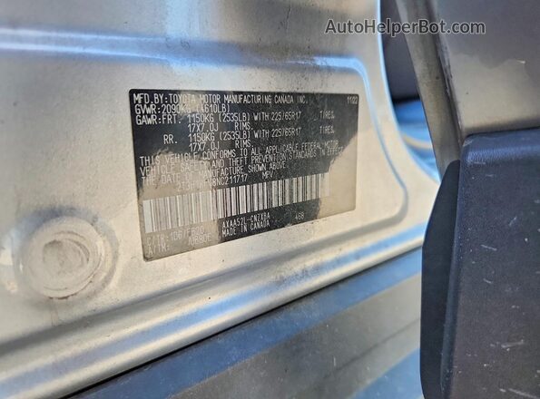 2T3H1RFV8NC211717 2022 TOYOTA RAV4 Silver Вид наклейки з VIN-кодом