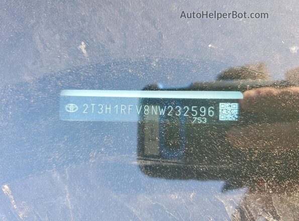 2T3H1RFV8NW232596 2022 TOYOTA RAV4 White Vista de la etiqueta del VIN