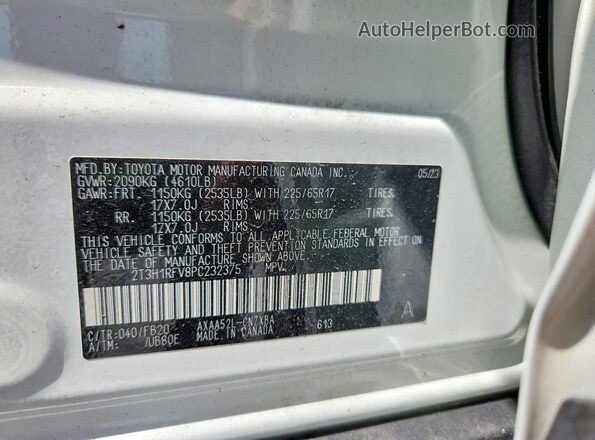 2T3H1RFV8PC232375 2023 TOYOTA RAV4 White VIN կոդի պիտակի տեսք