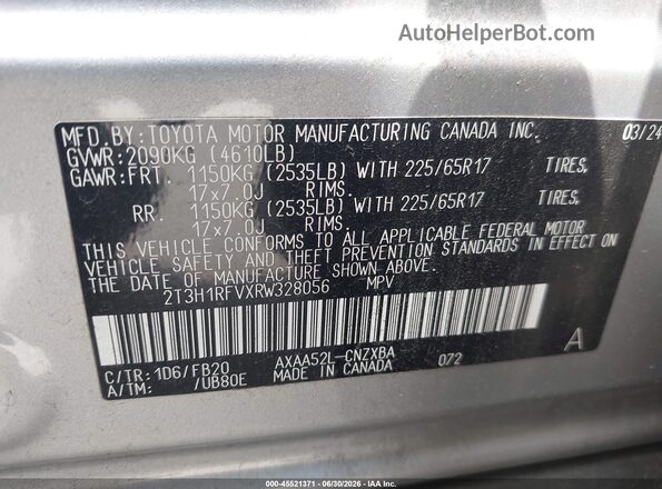 2T3H1RFVXRW328056 2024 TOYOTA RAV4 Silver Вид підкапотного простору