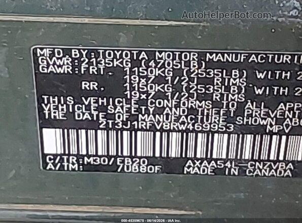 2T3J1RFV8RW469953 2024 TOYOTA RAV4 Green Вид підкапотного простору