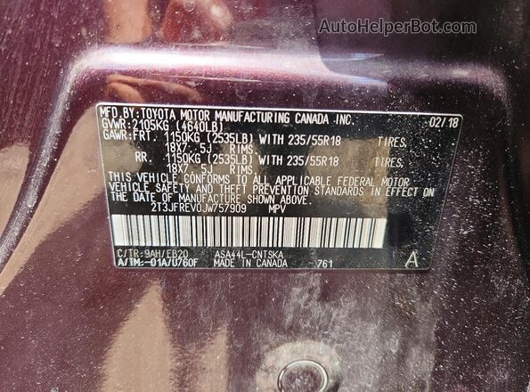 2T3JFREV0JW757909 2018 TOYOTA RAV4 Purple სალონის 360-გრადუსიანი ხედი