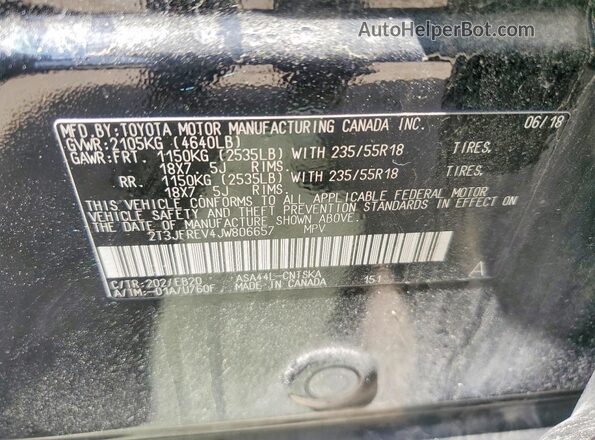 2T3JFREV4JW806657 2018 TOYOTA RAV4 Black 