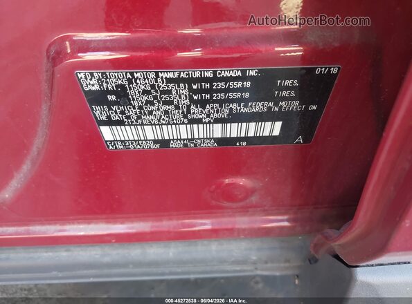 2T3JFREV8JW754076 2018 TOYOTA RAV4 Red 