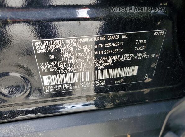 2T3K1RFVXLC058065 2020 TOYOTA RAV4 Black VIN կոդի պիտակի տեսք
