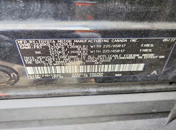 2T3LWRFV4NW141823 2022 TOYOTA RAV4 Черный 
