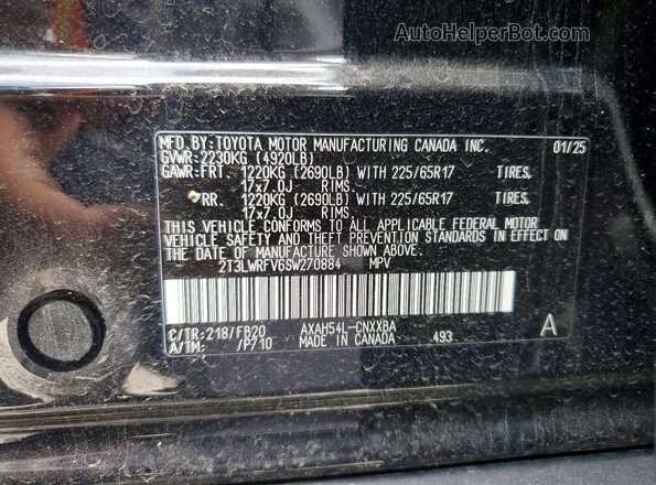 2T3LWRFV6SW270884 2025 TOYOTA RAV4 Black VIN კოდის სტიკერის ხედი
