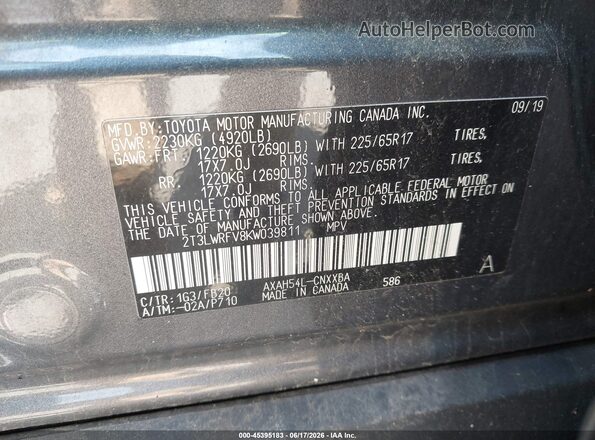 2T3LWRFV8KW039811 2019 TOYOTA RAV4 HYBRID Gray Շարժիչի բաժամունքի տեսք