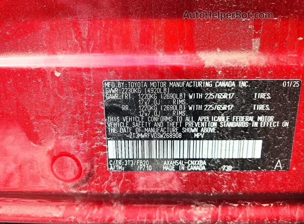 2T3MWRFV0SW268908 2025 TOYOTA RAV4 Red 