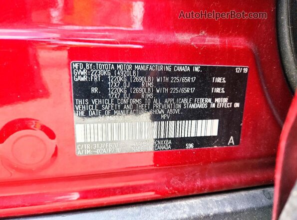 2T3MWRFV1LW065110 2020 TOYOTA RAV4 Red VIN կոդի պիտակի տեսք