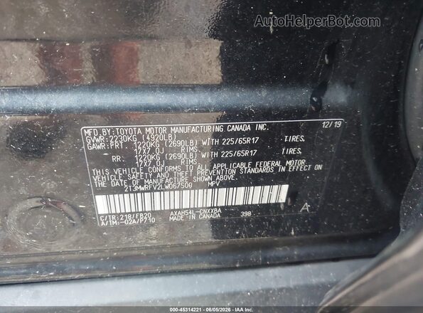 2T3MWRFV2LW067500 2020 TOYOTA RAV4 HYBRID Black Widok komory silnika