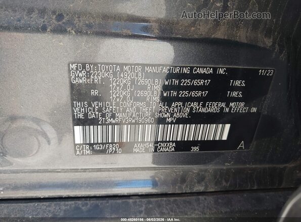 2T3MWRFV3RW190960 2024 TOYOTA RAV4 HYBRID Gray 