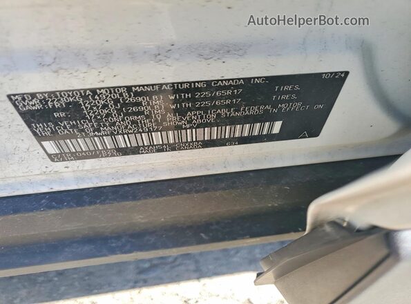 2T3MWRFVXRW249177 2024 TOYOTA RAV4 White VIN კოდის სტიკერის ხედი