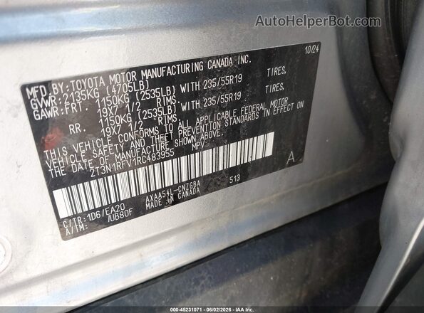 2T3N1RFV1RC483955 2024 TOYOTA RAV4 Silver Շարժիչի բաժամունքի տեսք