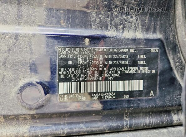 2T3N1RFV6RW456748 2024 TOYOTA RAV4 Blue VIN sticker view