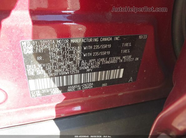 2T3N1RFV8RW412539 2024 TOYOTA RAV4 Red Engine compartment view